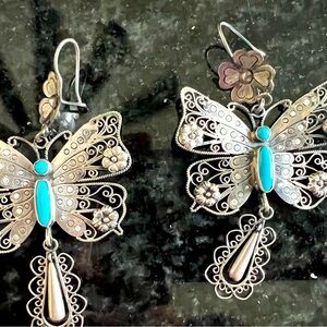 Really nice butterfly & turquoise earrings.